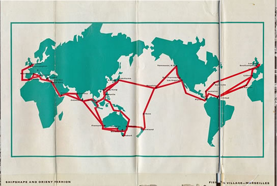 P and O-Orient World sea Routes